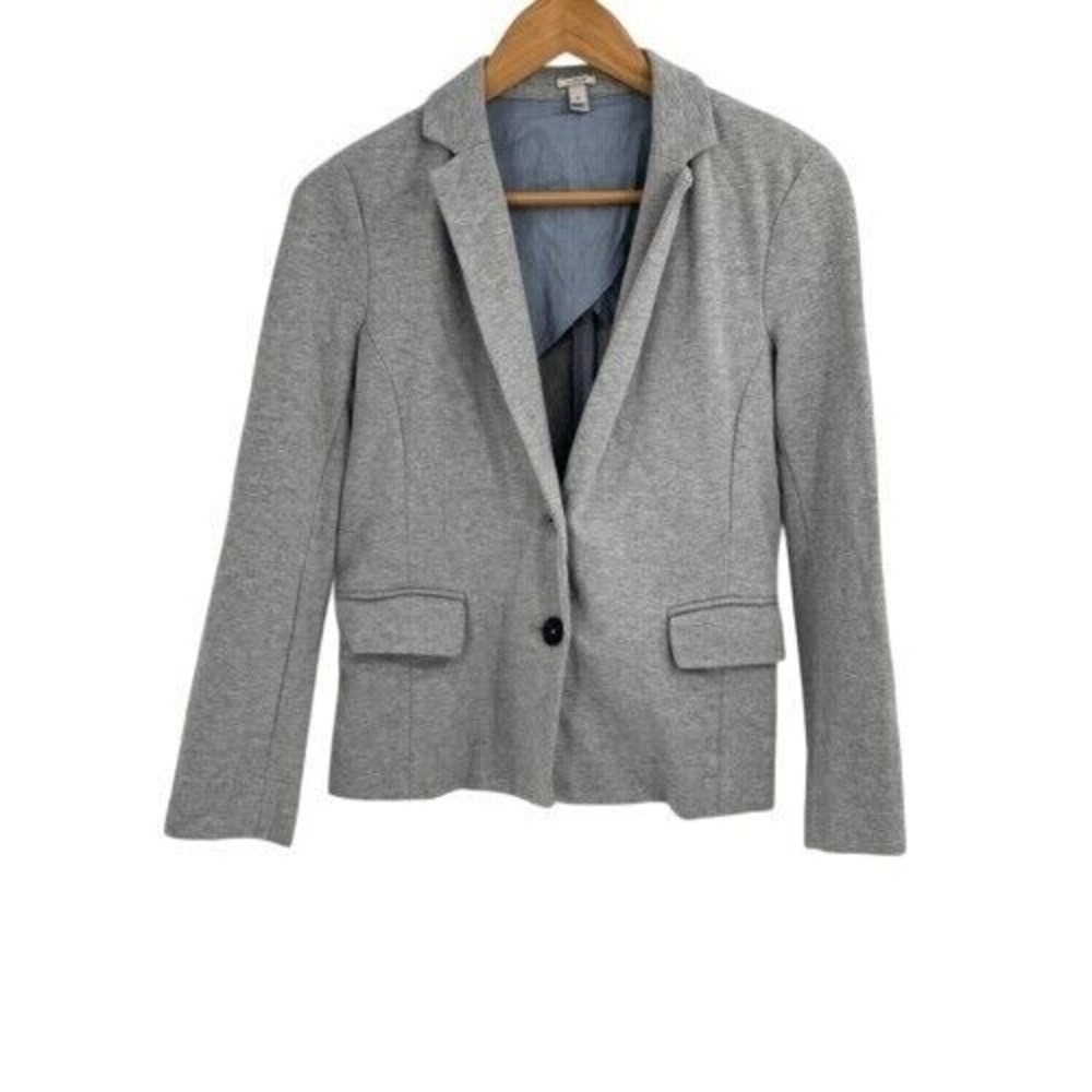 J. Crew‎ Blazer Suit Jacket Women Small Light  Gray Cotton Blend Stretch